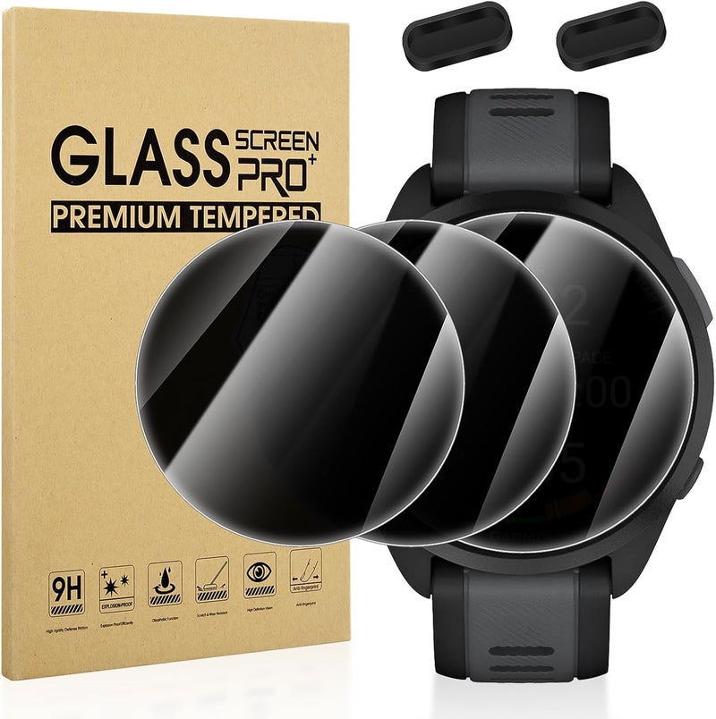 Suoman 3+2 Pack for Garmin Forerunner 165 Privacy Screen Protector, Charger Port +[Anti peeping] 9H Hardness Tempered Glass Screen Protective Film - Image 1